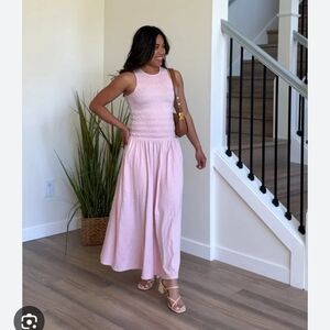 🏷Women's Smocked Knit Maxi A-Line Dress - Universal Thread Petal Pink S~NWT's